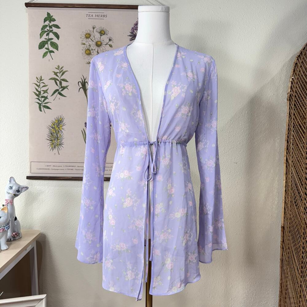Y2k Victorias Secret Sheer Floral Robe Romantic Fairy Whimsy Dolly Coquette XS S